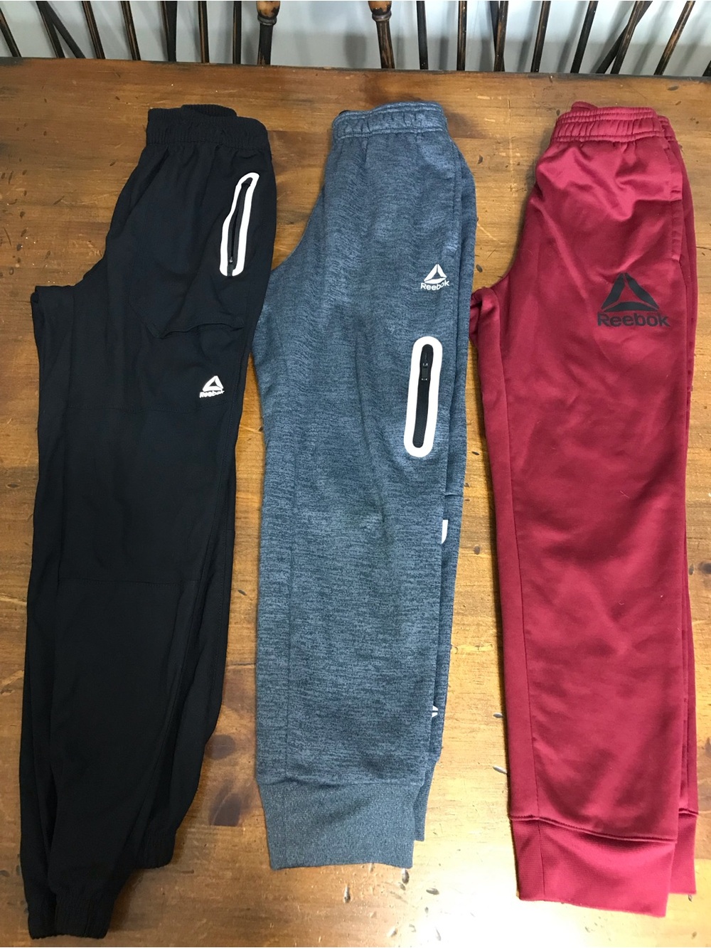 Reebok Kids' Sweatpants Trio - Black, Heather Gray & Red